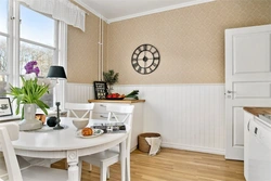 White panels in the kitchen interior