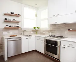 White panels in the kitchen interior