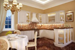 White kitchen with gold in the interior