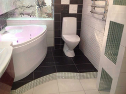 Interior of a corner bathroom combined with a toilet