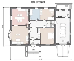Хонаи 3-ҳуҷрагии якошёна бо акси гараж