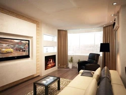 Living room design 18 square meters with fireplace