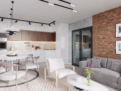 Loft Üslubunda Fotoşəkildə Parlaq Qonaq Otağı
