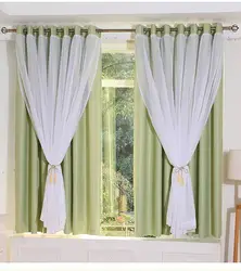 Short curtains for the bedroom up to the windowsill in a modern style photo