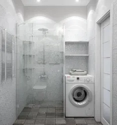 Duş və paltaryuyan maşın foto ilə Xruşşovda vanna otağı