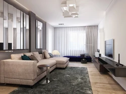 Living room design with light sofa