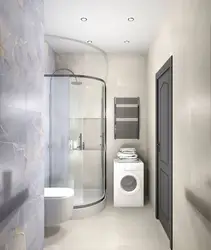 Design of a shower room with a toilet in an apartment and a washing machine