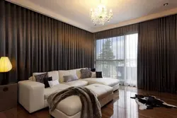 Brown Living Room Interior What Kind Of Curtains