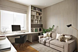 Interior of bedrooms in apartment with sofa