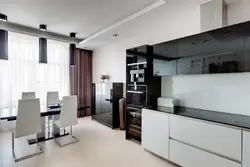 Interior kitchen living room black and white