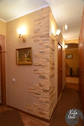 Отделка угла из камня в квартире фото