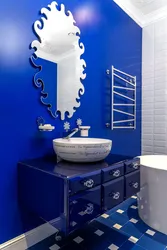 Blue white bathroom design