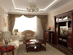 Klassik üslubda fotoşəkildə kiçik qonaq otağı