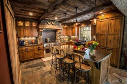 Interior of a small rustic kitchen