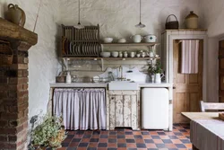 Interior of a small rustic kitchen