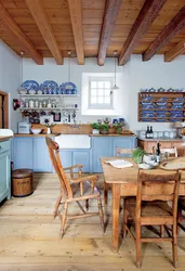 Interior of a small rustic kitchen