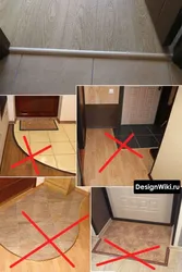 Koridorda kirish eshigidagi plitkalar va laminat fotosurati
