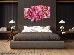 Sakura wallpaper in the bedroom interior