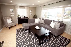 Carpets in the interior of the living room with a sofa