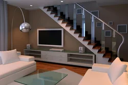Photo Of The Living Room With Stairs To The Second