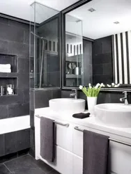 Gray Black Bathroom Interior