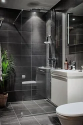 Gray Black Bathroom Interior