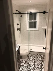 Bathroom design without a bathtub but with a shower corner photo