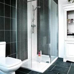 Bathroom design without a bathtub but with a shower corner photo