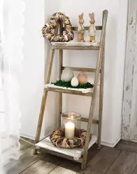Wooden kitchen shelf photo
