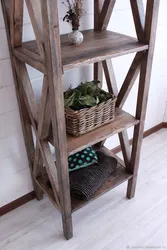 Wooden kitchen shelf photo