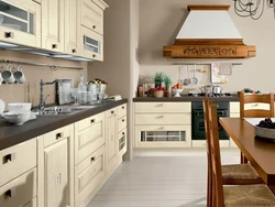 Kitchen interior beige countertop