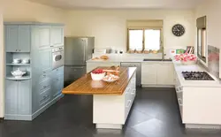 Kitchen island in a small kitchen photo