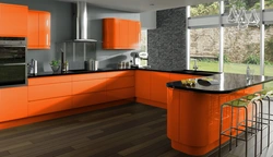 Orange Kitchen Set In The Kitchen Interior