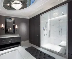 Glass bathroom interior