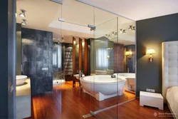 Glass bathroom interior