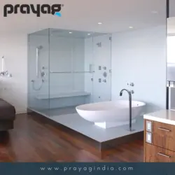 Glass bathroom interior