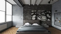 Yataq otağı foto dizaynı üçün loft üslubunda divar kağızı