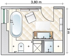 Bath design with room dimensions