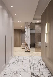 Marble effect tiles in the hallway interior