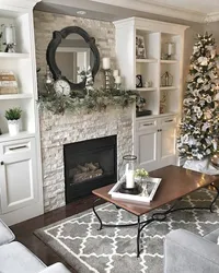 Interior kitchen fireplace
