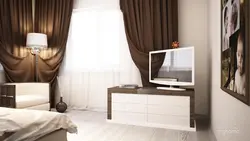 Шторы цвета капучино в интерьере гостиной
