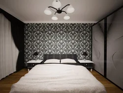 Black wallpaper in the bedroom photo