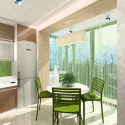 Kitchen design with access to a balcony in a modern style