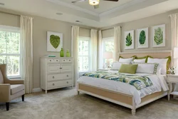 Pistachio furniture in the bedroom interior