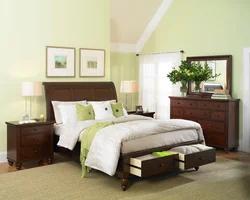 Pistachio furniture in the bedroom interior