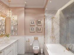 Bathroom design with toilet tiles in light colors