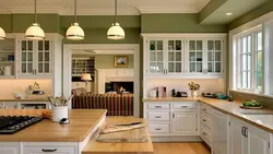 Olive color combination with other colors in the kitchen interior