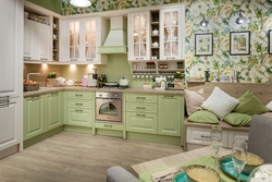 Olive color combination with other colors in the kitchen interior
