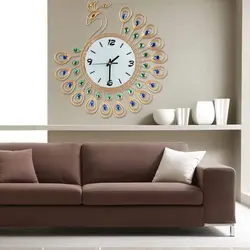 Large wall clock in the living room in the interior photo