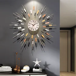 Large wall clock in the living room in the interior photo